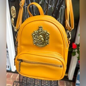 Harry Potter  Hufflepuff Crest Mini Gold /Mustard Color Backpack Crossbody Bag